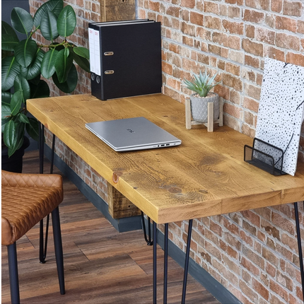 Rustic Desk with Hairpin Industrial Metal Legs