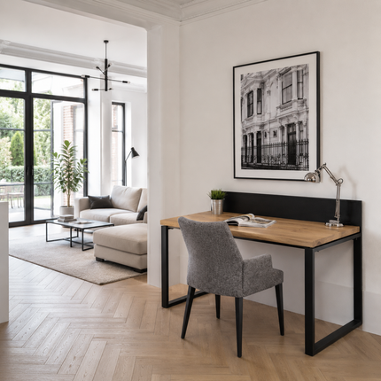 Oak desk with perforated sheet Drayton