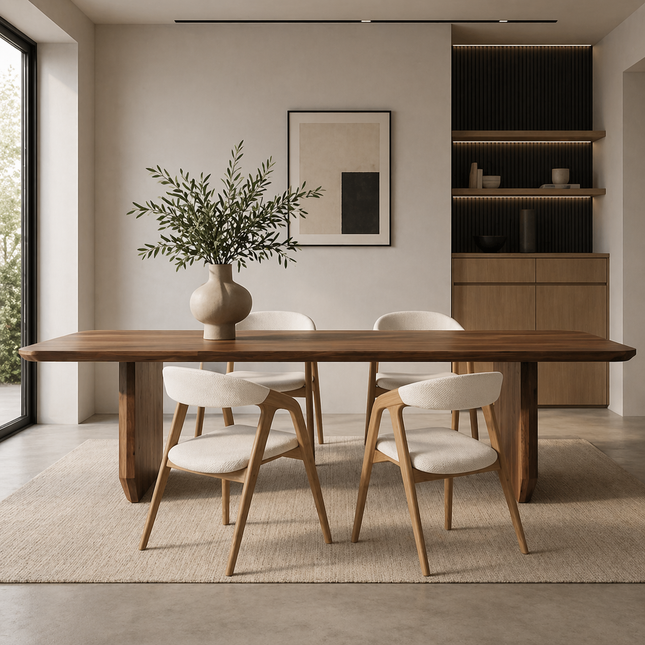 Ryton Oak Modern Dining Table Wooden Base