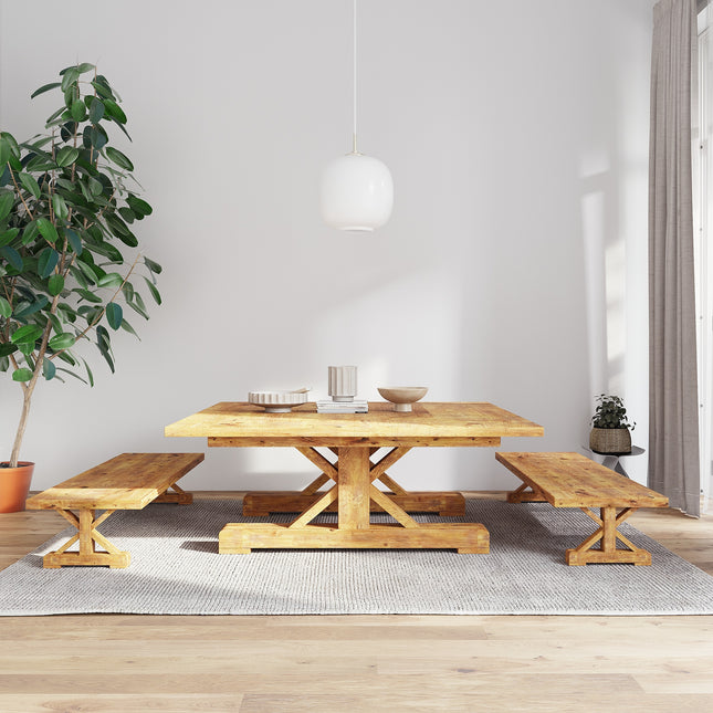 Square Rustic Dining Table Ambassador Farmhouse Wooden Legs
