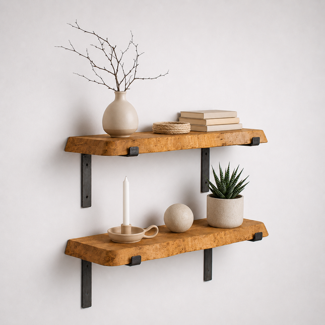 Croxby Live Edge Round Corners Rustic Shelf Lipped Shaped Bracket