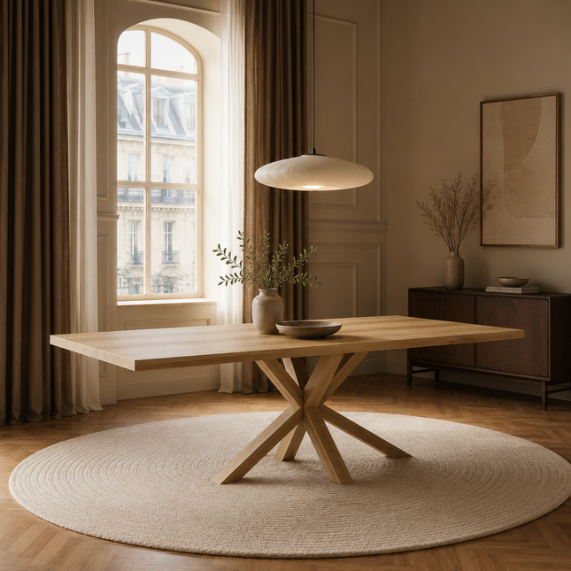 Sotby Oak Modern Dining Table Star Wooden Base