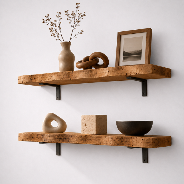 Firsby Live Edge Rustic Shelf Non Lipped Shaped Bracket