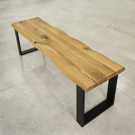 Solid Oak Dining Bench Steel Legs 0105
