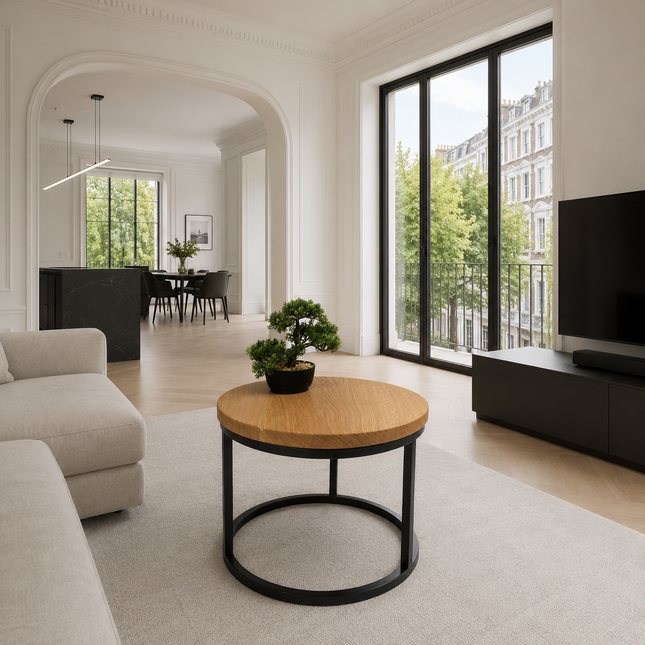 Round oak coffee table Martha