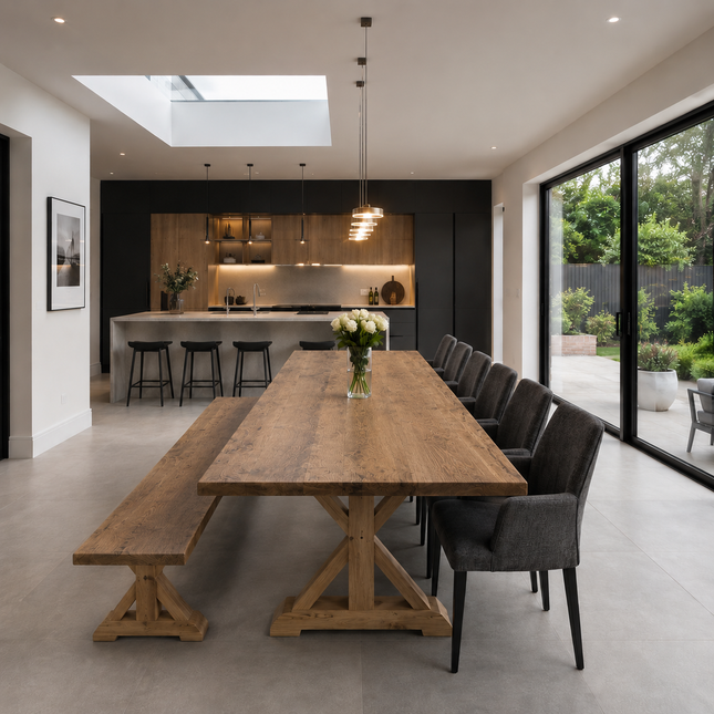 Brigg Straight Edge Dining Table Wooden Farmhouse Legs
