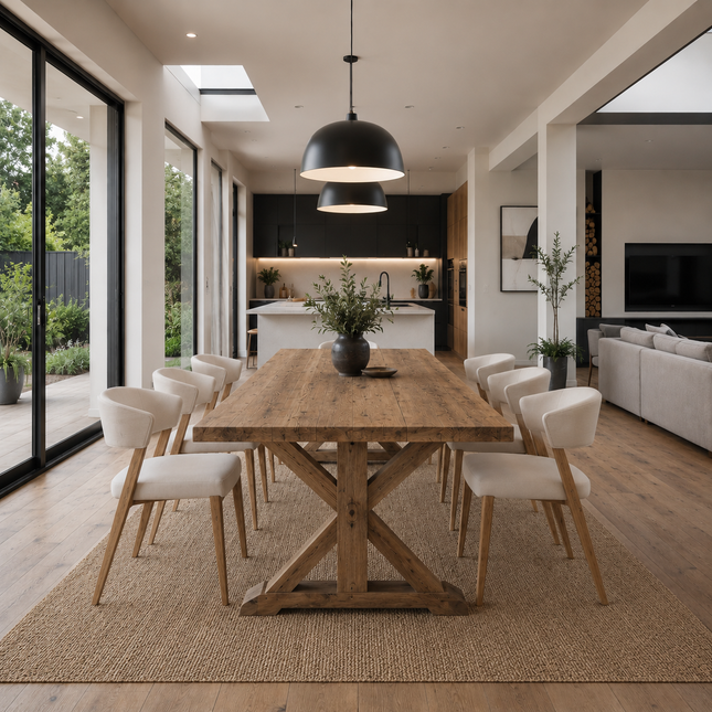Brigg Straight Edge Dining Table Wooden Farmhouse Legs