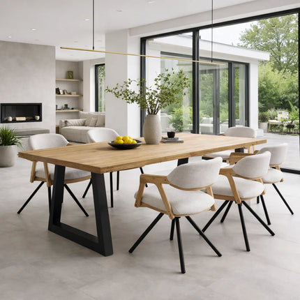 Somerby Solid Oak Dining Table Chunky Steel Leg