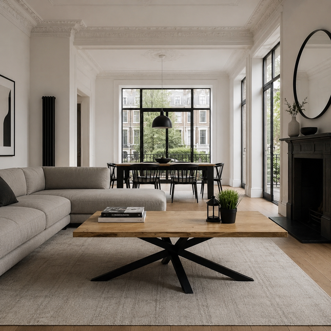 Oak loft coffee table Star Steel Base