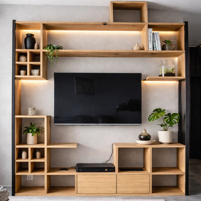 Loft Oak TV wall installation