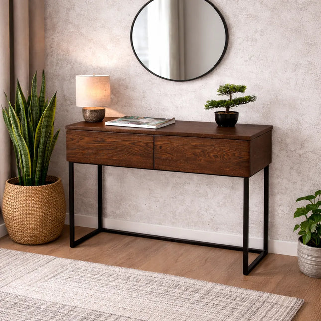 Loft-style oak console with drawers OHA