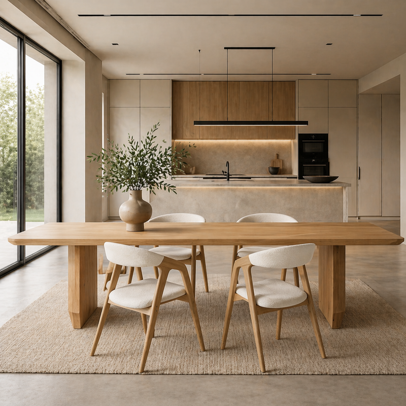 Ryton Oak Modern Dining Table Wooden Base