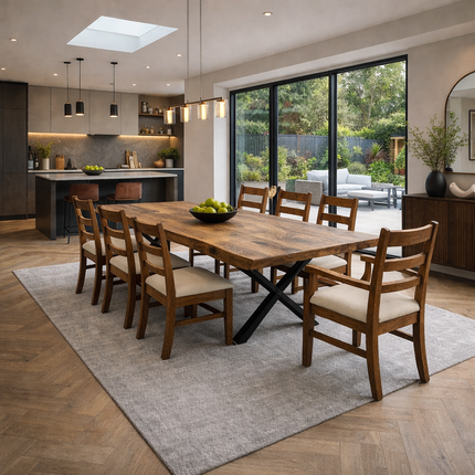 Firsby Live Edge Dining Table X Frame Steel Legs