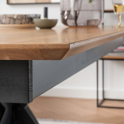 Solid Oak Extendable Kitchen Dining Table with STAR LEGS – Industrial Rustic HARDWOOD Table Clar 040