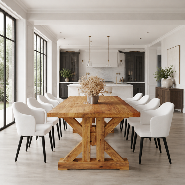 Brigg Rustic Dining Table Farmhouse Beam Wooden Base
