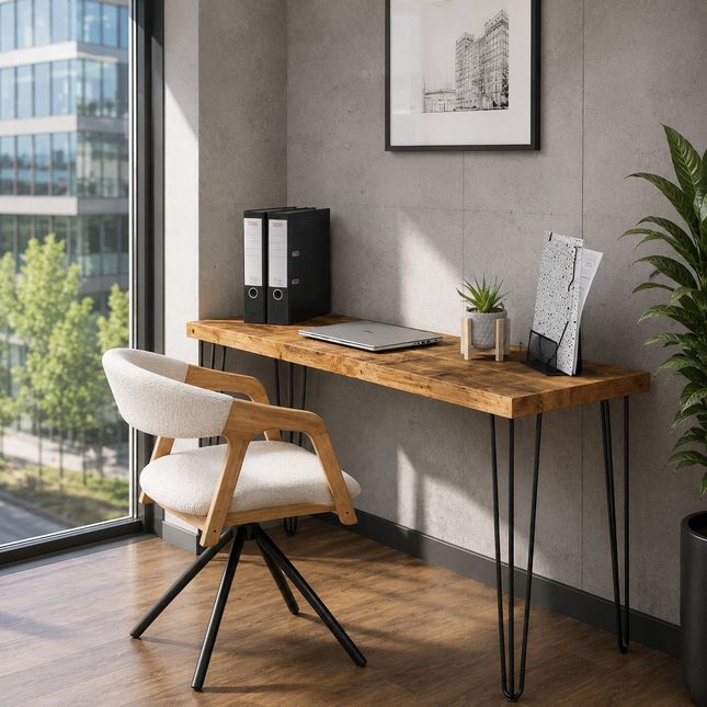 Brigg Small Desk Console Table Hairpin Legs Rustic Hallway Table 34cm Width