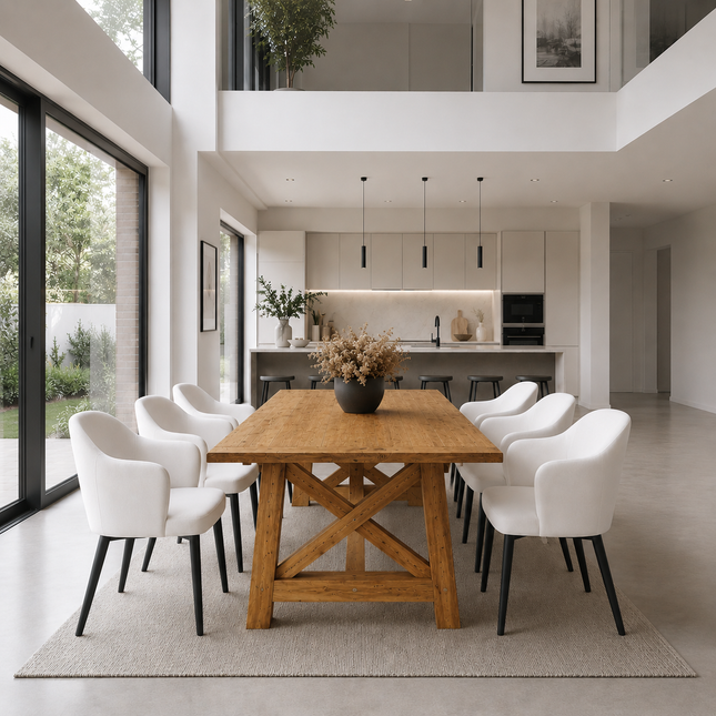 Brigg Rustic Dining Table  SQUARE X Wooden Base