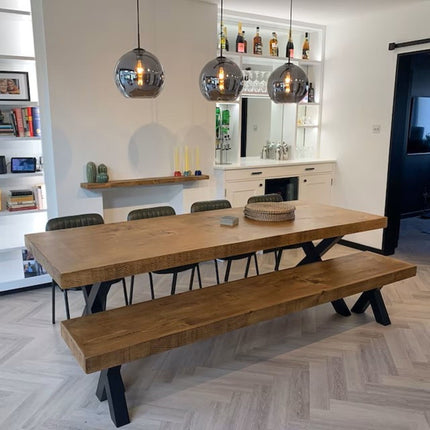 Extra Wide Dining Table Lincoln Dine Table Rustic Farmhouse Rustic Wood Chunky Metal Legs