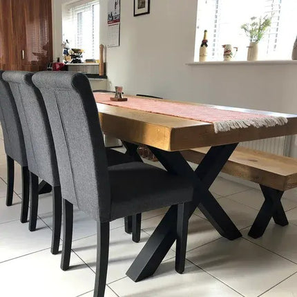 Extra Wide Dining Table Lincoln Dine Table Rustic Farmhouse Rustic Wood Chunky Metal Legs