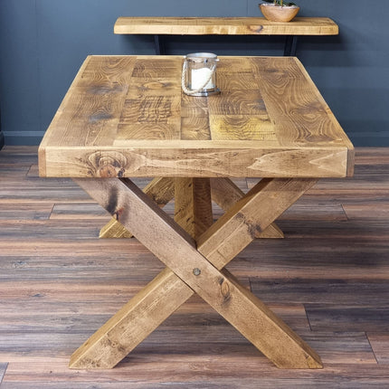 Orby Dining Table with Chunky Style Wooden Legs Handmade Rustic