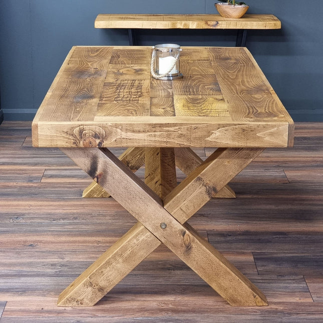 Orby Dining Table with Chunky Style Wooden Legs Handmade Rustic