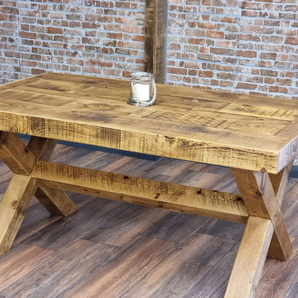 Orby Dining Table with Chunky Style Wooden Legs Handmade Rustic