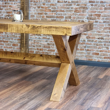 Orby Dining Table with Chunky Style Wooden Legs Handmade Rustic