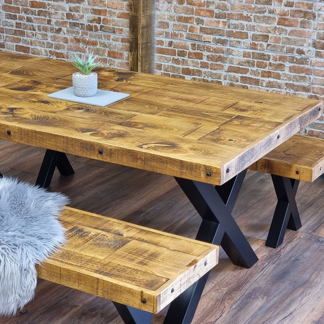 Farmer Steel Rustic Dining Bench