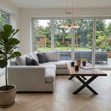 Firsby Coffee Table X Frame Steel Legs