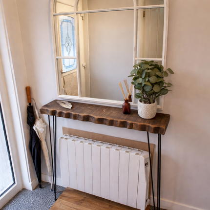 Firsby Live Edge Console Table With Hairpin Legs 19cm Depth