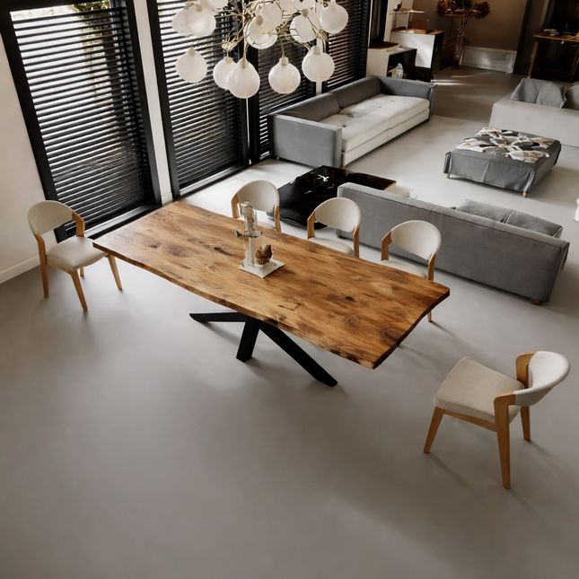 Firsby Live Edge Dining Table Star Steel Base