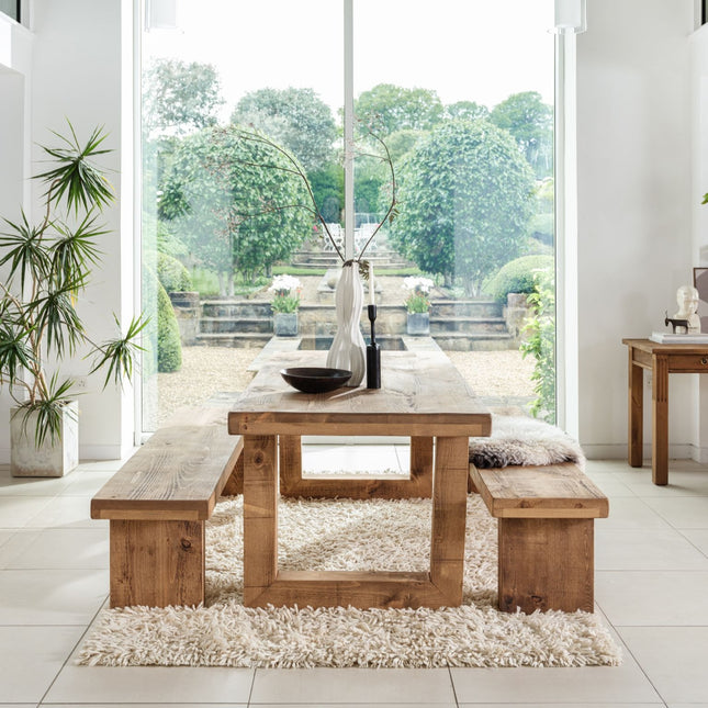 Grantham Thick Dining Industrial Dining Bench Wooden Base LEGS Industrial