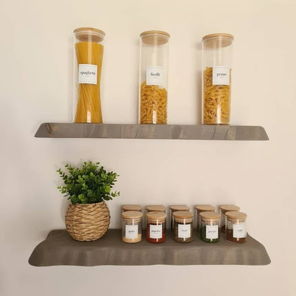 Grey Rustic Floating Shelves Handmade Solid Wood