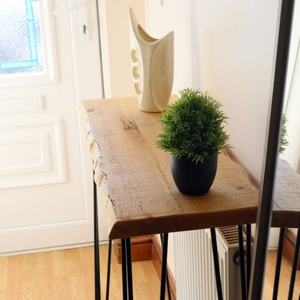 Freestanding Rustic Console Table With Hairpin Legs 34cm Depth