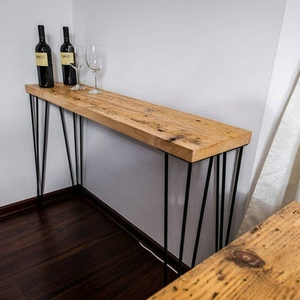 Freestanding Rustic Console Table With Hairpin Legs 24cm Depth