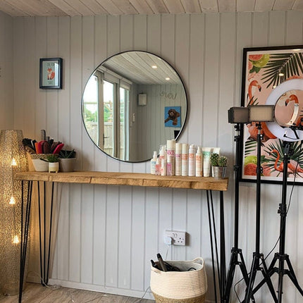 Freestanding Rustic Console Table With Hairpin Legs 34cm Depth