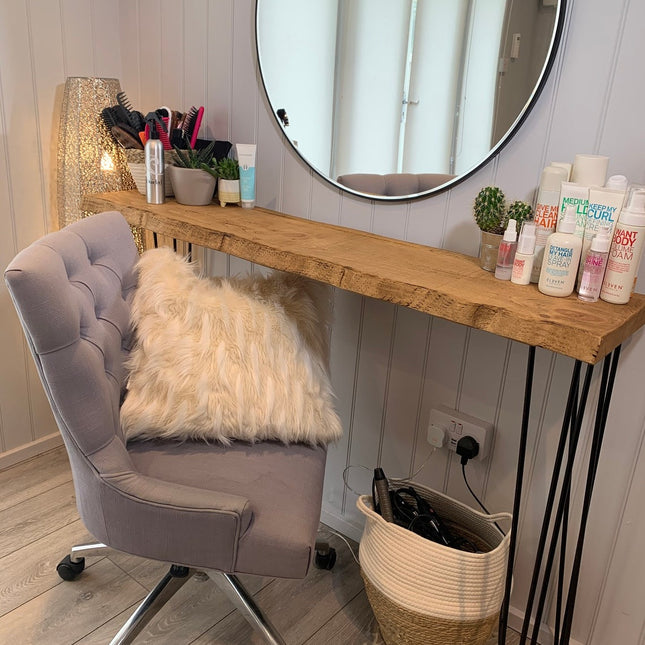 Freestanding Rustic Console Table With Hairpin Legs 34cm Depth