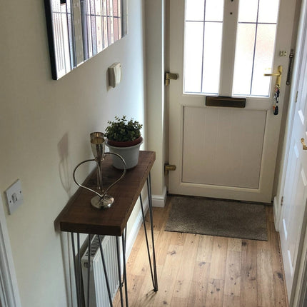 Freestanding Rustic Console Table With Hairpin Legs 24cm Depth