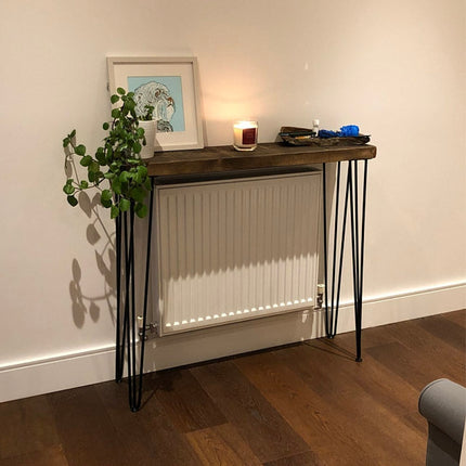 Freestanding Rustic Console Table With Hairpin Legs 24cm Depth