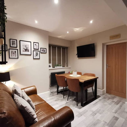 Live Edge Rustic Dining Table with Square Frame Steel Legs Cotswold