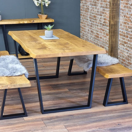 Brigg Live Edge Dining Table Metal LEGS Industrial Rustic Wood Handmade Table Cotswold