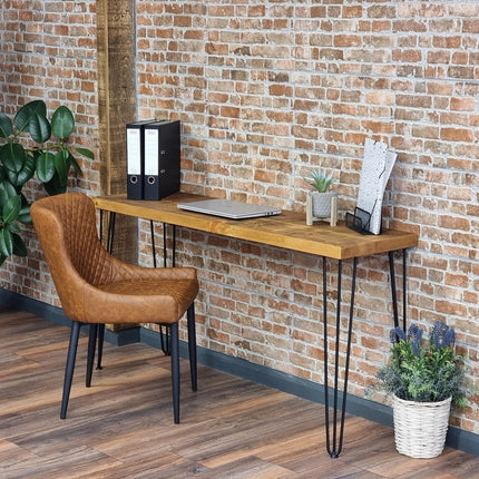 Rustic Small Desk Console Table Hairpin Legs Rustic Hallway Table 34cm Width