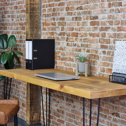 Hairpin Desk - Computer Desk with Steel Hairpin Legs- Rustic Wooden Desk & Table 45cm Deep