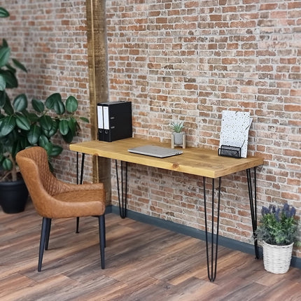 Hairpin Desk - Computer Desk with Steel Hairpin Legs- Rustic Wooden Desk & Table 45cm Deep