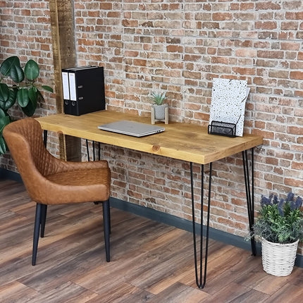 Hairpin Desk - Computer Desk with Steel Hairpin Legs- Rustic Wooden Desk & Table 45cm Deep