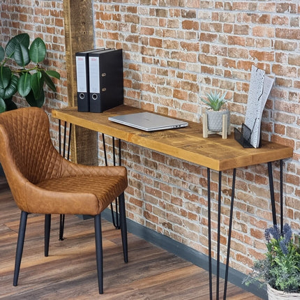 Rustic Small Desk Console Table Hairpin Legs Rustic Hallway Table 34cm Width