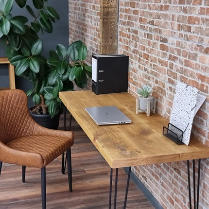 Hairpin Desk - Computer Desk with Steel Hairpin Legs- Rustic Wooden Desk & Table 45cm Deep