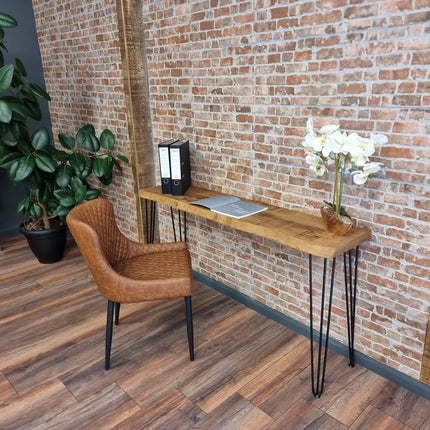 Live Edge Small Desk Console Table Hairpin Legs Rustic Hallway Table 34cm Width