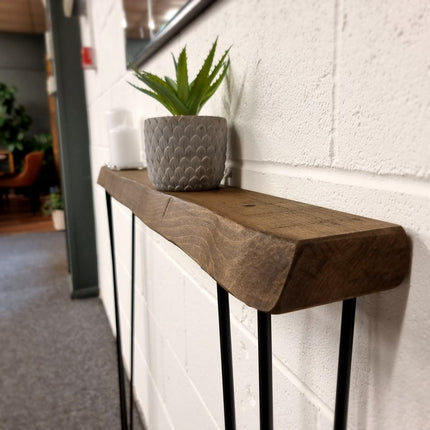 Skinny Rustic Console Table With Hairpin Legs 12cm Depth