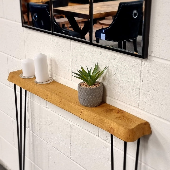 Skinny Rustic Console Table With Hairpin Legs 12cm Depth